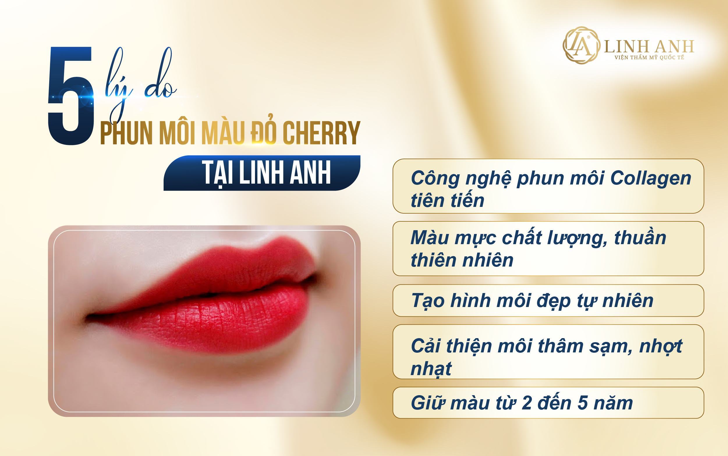 5 lý do bạn phun xăm môi màu đỏ cherry tại Thẩm mỹ viện quốc tế Linh Anh
