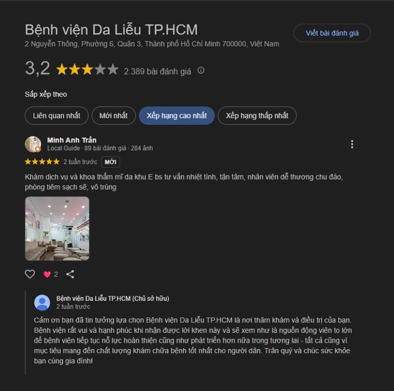 Review tiêm tan filler tại Bệnh Viện Da Liễu TPHCM