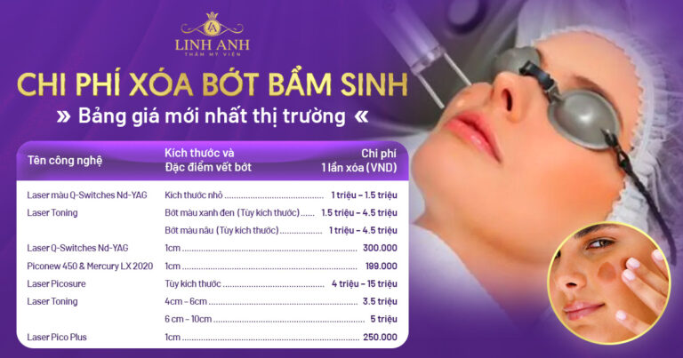 Chi phí xóa bớt bẩm sinh giá bao nhiêu? Liệu trình – Bảng giá