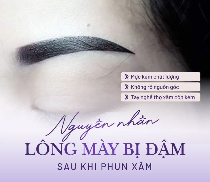 lông mày xăm bị đậm