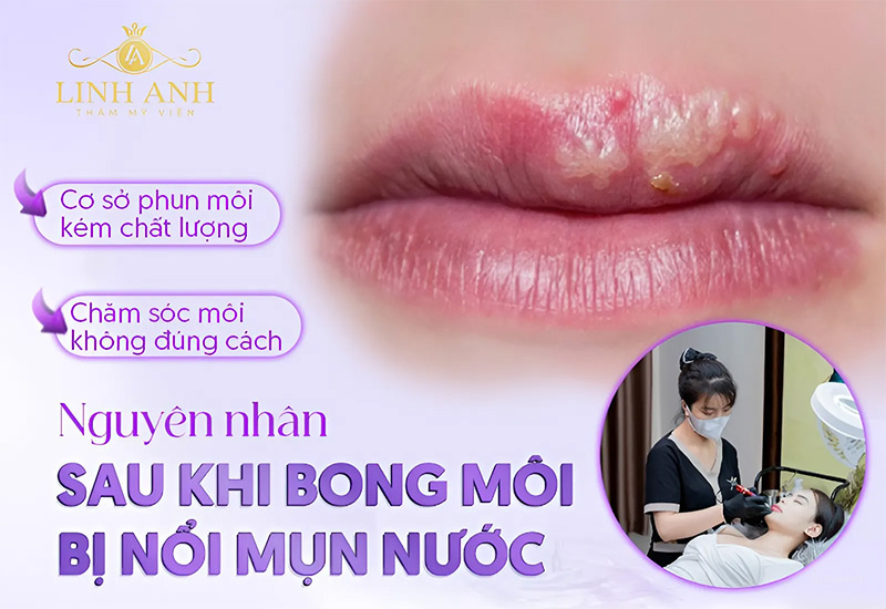 xăm môi bị nổi mụn nước