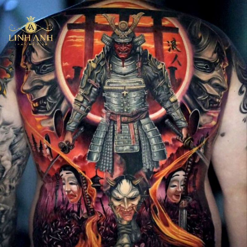 hình xăm nữ chiến binh samurai