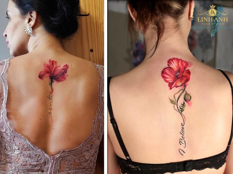 tattoo chữ đẹp cho nữ chữ nhẫn màu đỏ