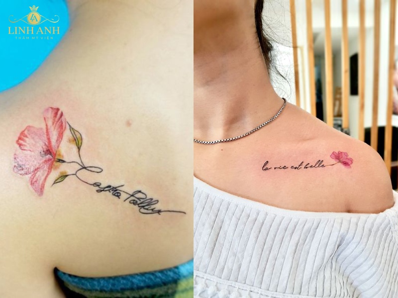 tattoo chữ đẹp cho nữ ở vai đơn giản