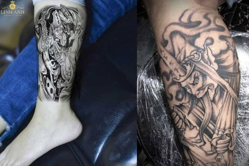 tattoo hắc bạch vô thường ở chân