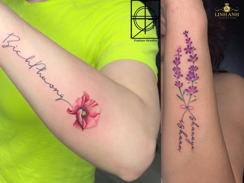 tattoo hoa sen chữ phạn đẹp cho nữ