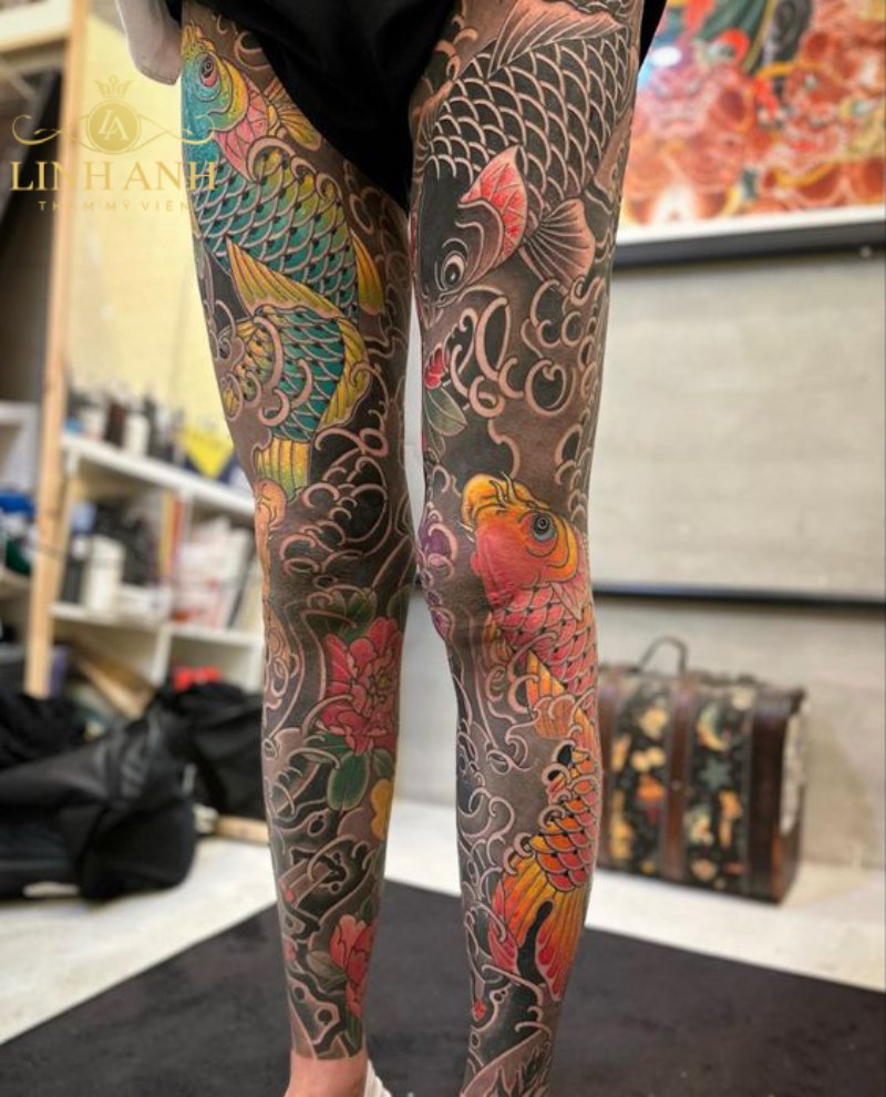 tattoo rồng full chân