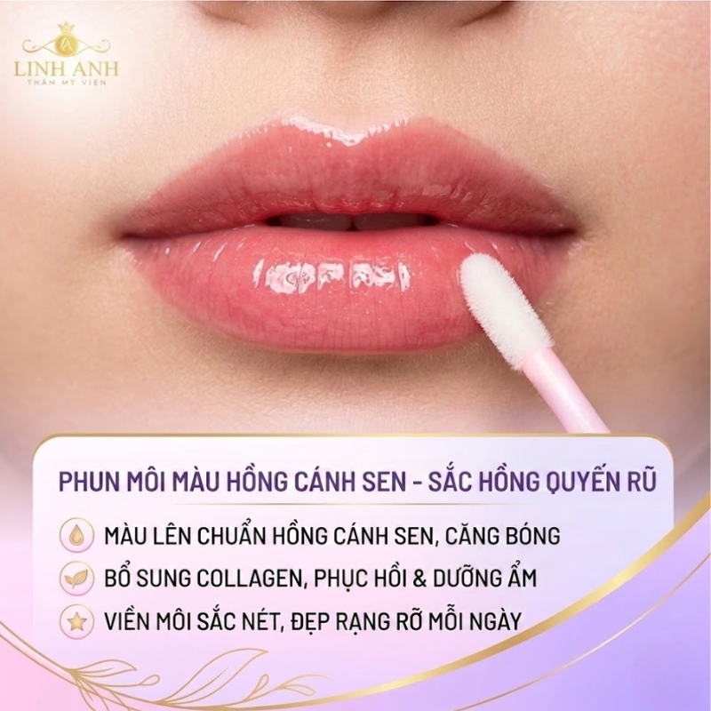 phun môi màu hồng cánh sen