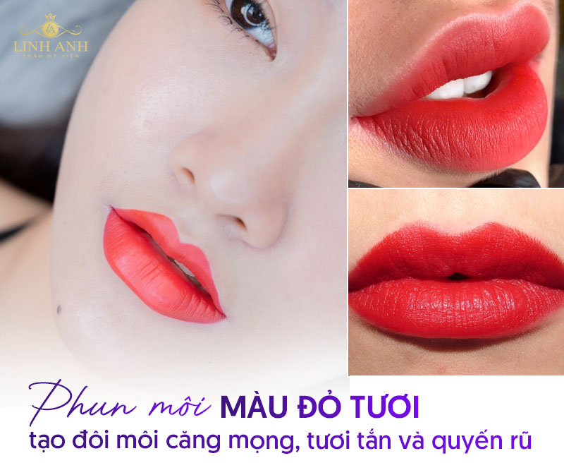 xăm môi màu đỏ tươi tự nhiên