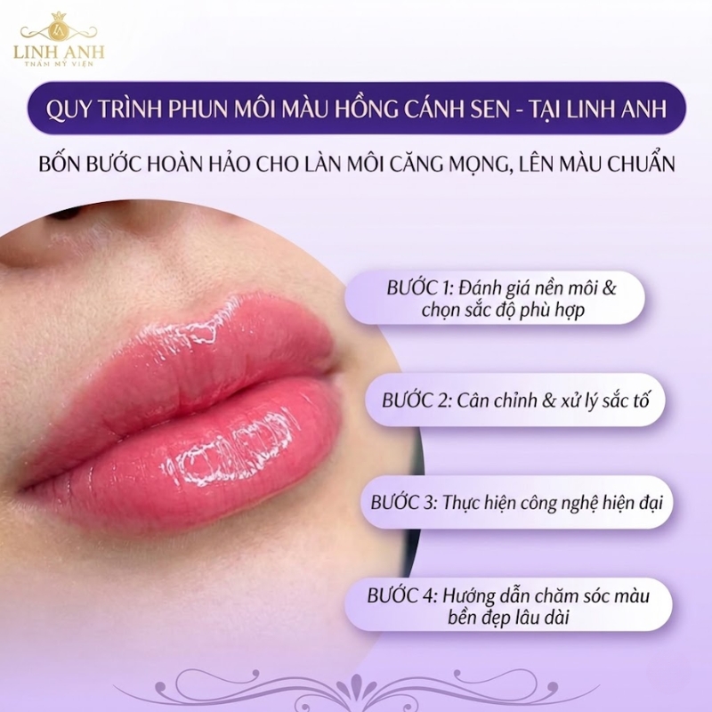 phun môi màu hồng cánh sen
