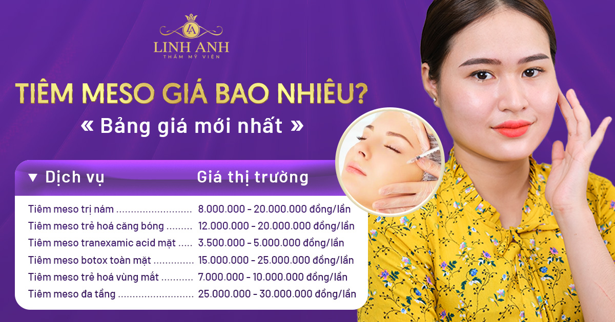 Tiêm Meso giá bao nhiêu tiền 1 lần? Bảng giá tiêm Meso mới nhất