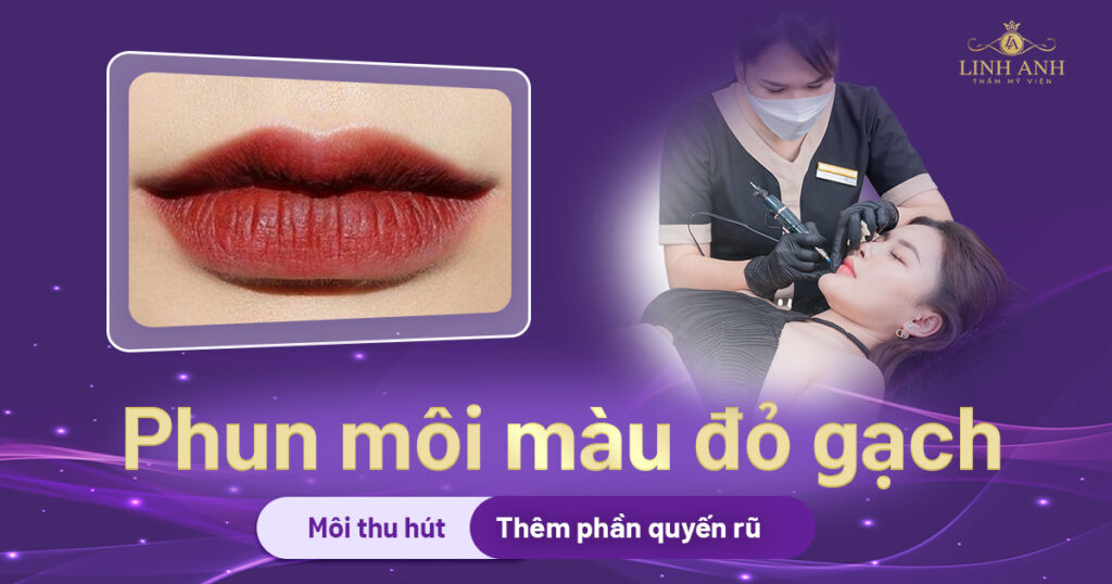 phun môi màu đỏ gạch