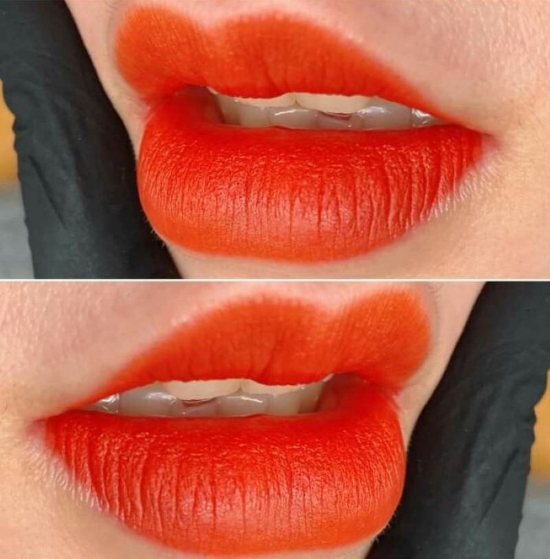 xăm môi màu cam tự nhiên