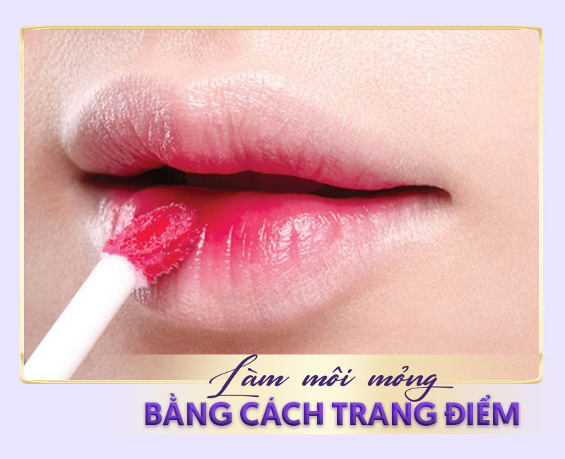 Bạn nên tô son vào lòng môi để làm môi mỏng nhanh gọn.