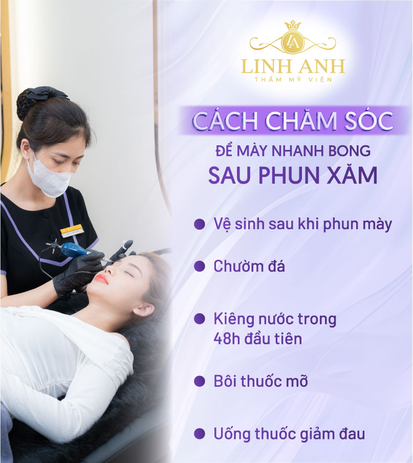 cách làm lông mày nhanh bong sau khi phun