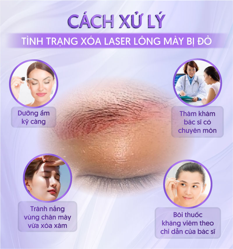 xóa laser lông mày bị đỏ phải làm sao