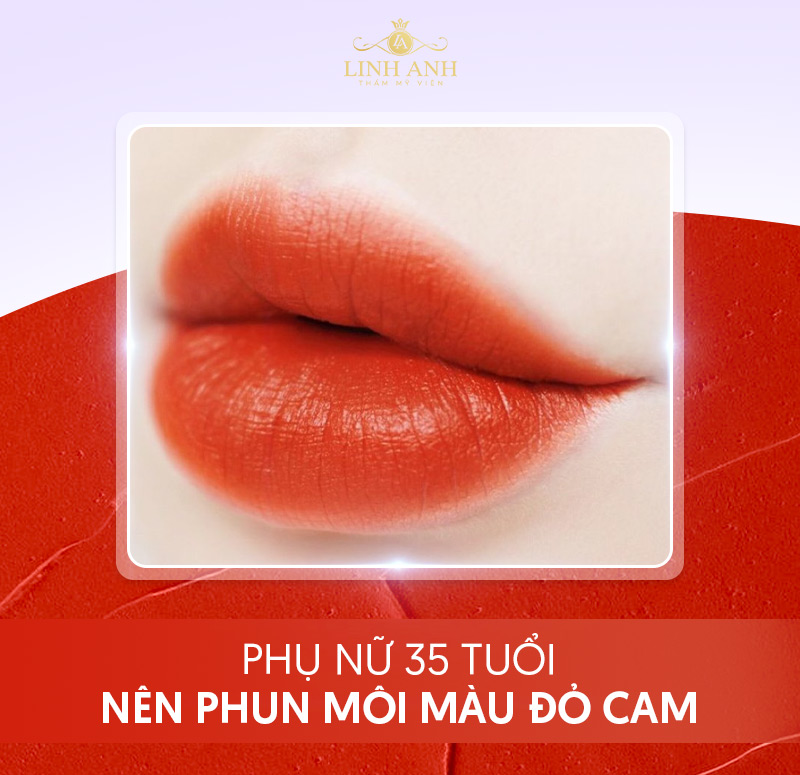 35 tuổi nên xăm môi màu Đỏ cam