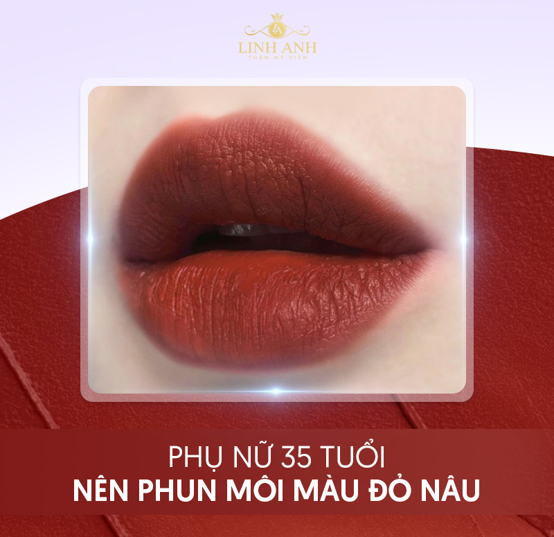 35 tuổi nên xăm môi màu Đỏ nâu