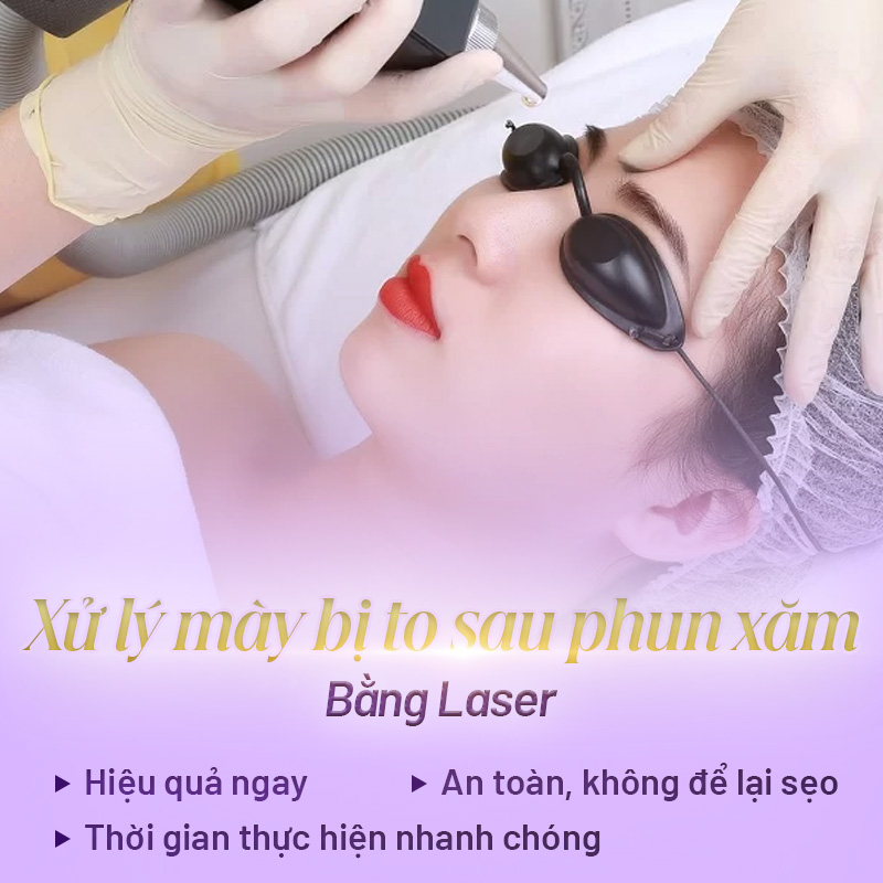 cách xử lý phun lông mày bị to quá