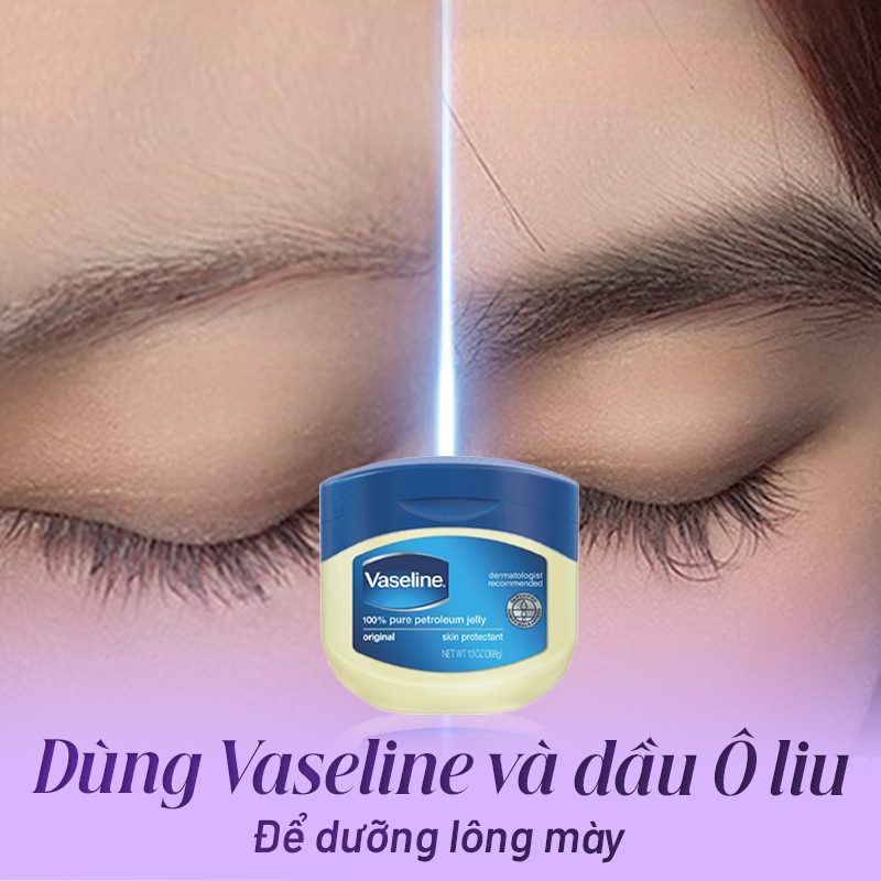 dưỡng lông mày bằng vaseline và dầu ô liu