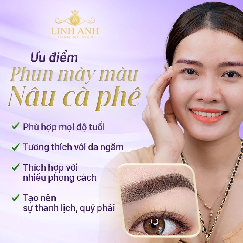 ưu điểm của phun lông mày màu nâu cà phê