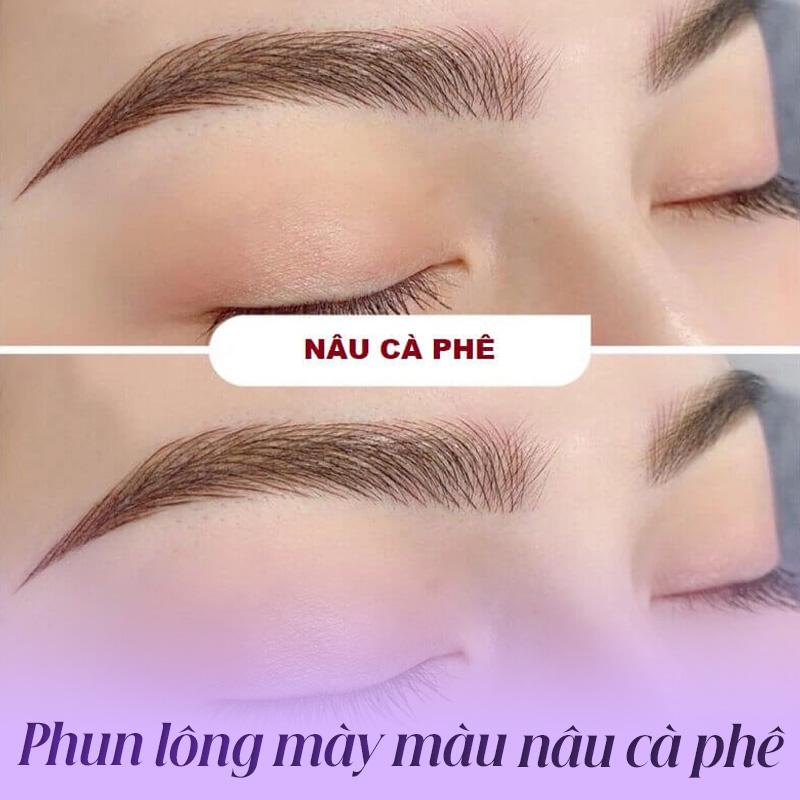 xăm lông mày màu nâu cà phê