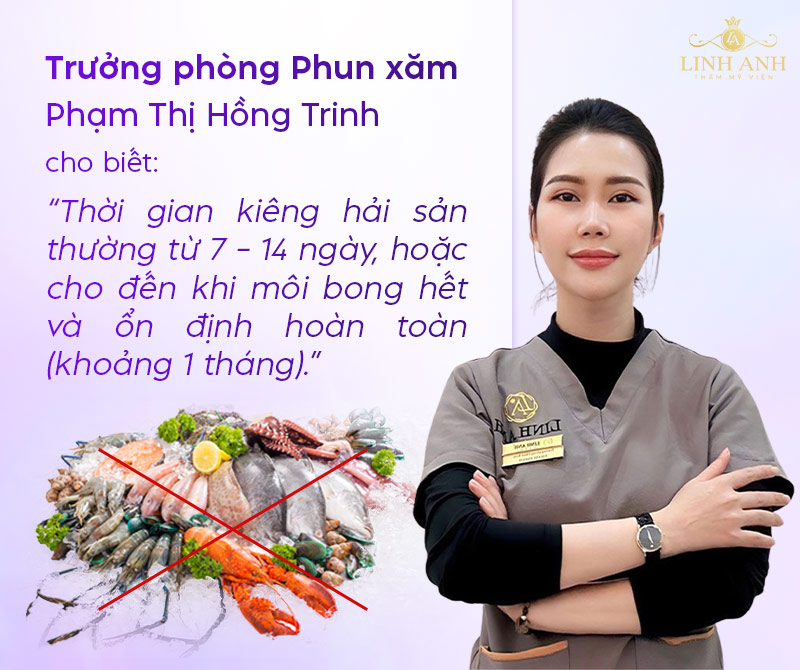 Xăm môi kiêng hải sản từ 7 – 14 ngày Xăm môi kiêng hải sản từ 7 – 14 ngày