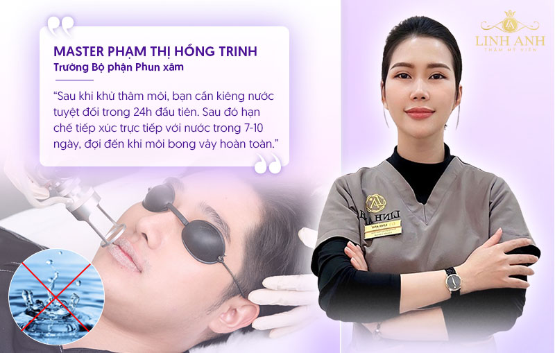 nên kiêng nước trong 24h sau khử thâm môi nên kiêng nước trong 24h sau khử thâm môi