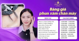 bảng giá phun xăm chân mày