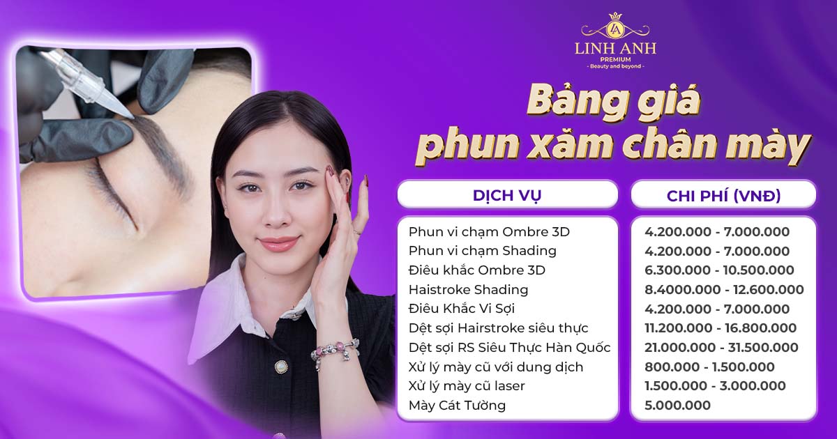 bảng giá phun xăm chân mày