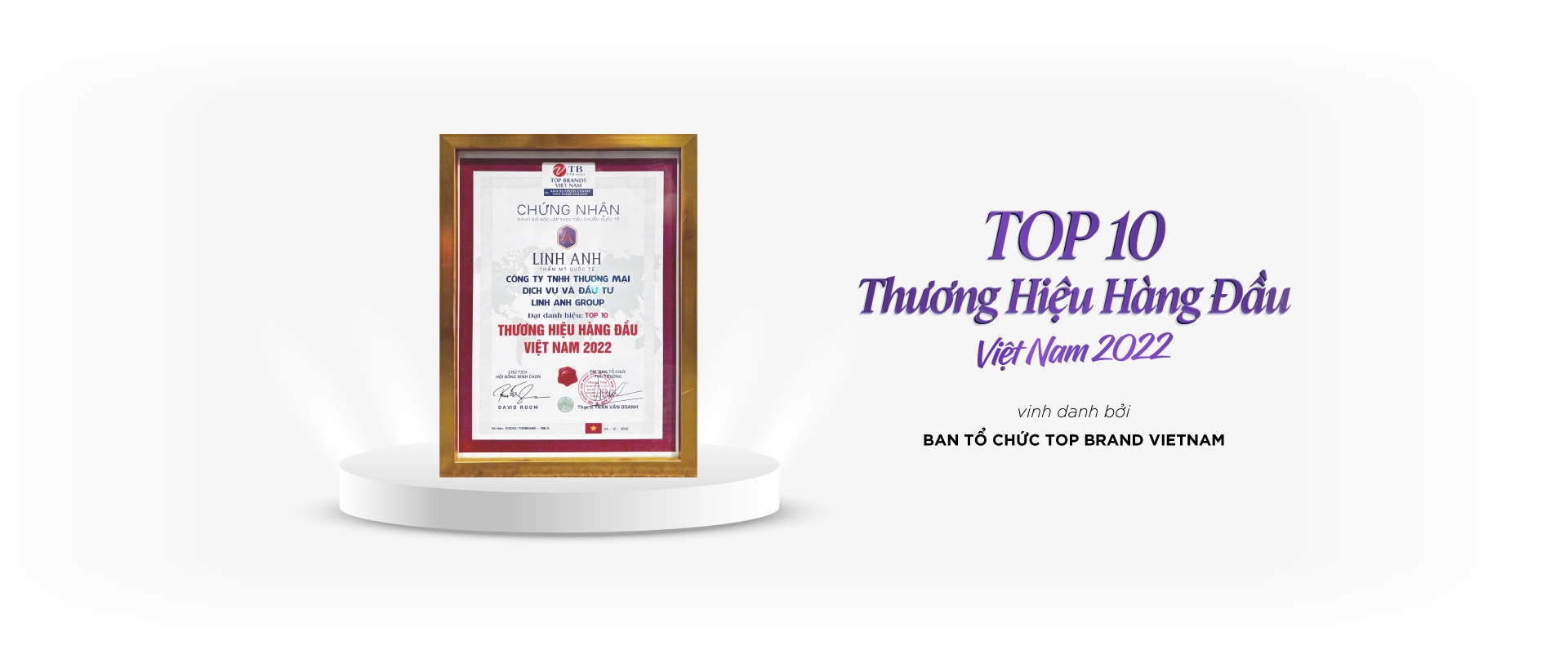 Chứng nhận và giải thưởng Thẩm mỹ Quốc Tế Linh Anh