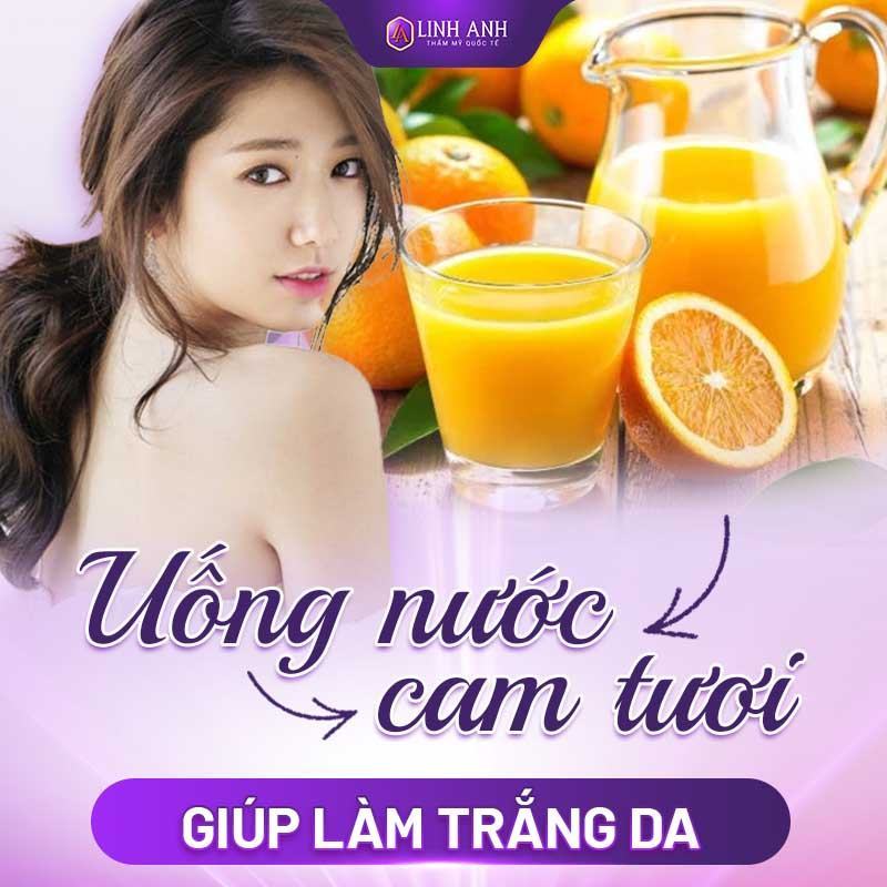 viên uống trắng da uống nước cam tươi giúp làm trắng da