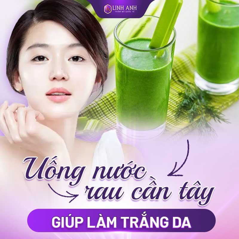 viên uống trắng da uống nước rau cần tây giúp làm trắng da