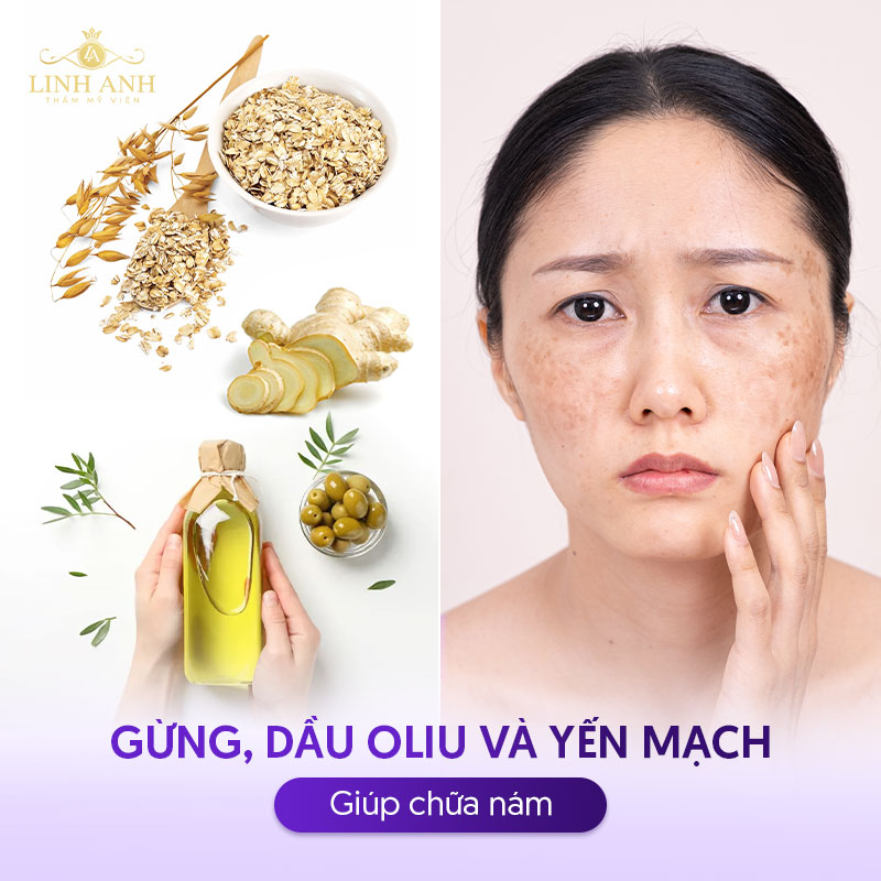 dùng gừng kết hợp với dầu oliu và yến mạch giúp sáng da