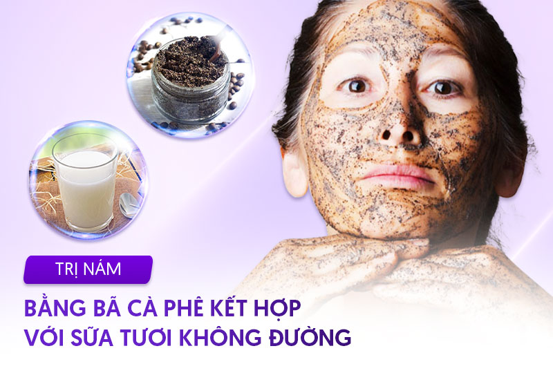 bã cà phê kết hợp sữa tươi không đường trị nám