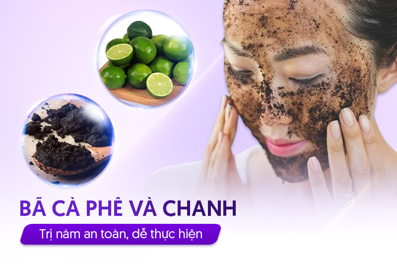 bã cà phê kết hợp chanh hỗ trợ giảm nám