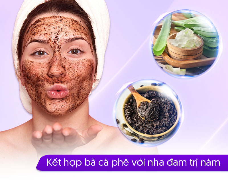 bã cà phê kết hợp cùng nha đam