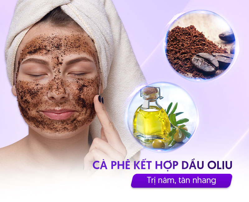 bã cà phê kết hợp với dầu oliu trị nám