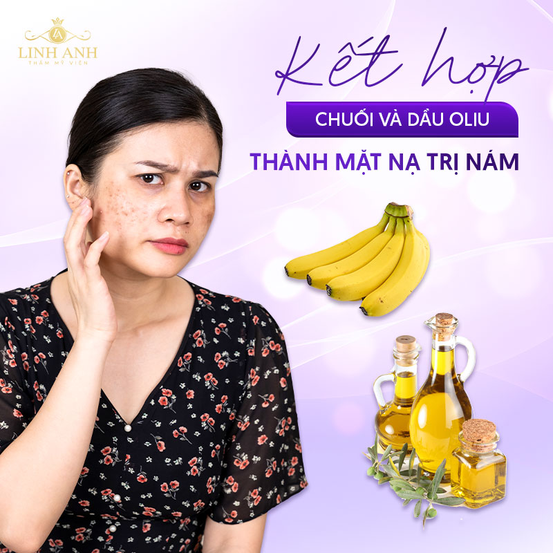 chuối kết hợp dầu oliu làm mặt nạ trị nám