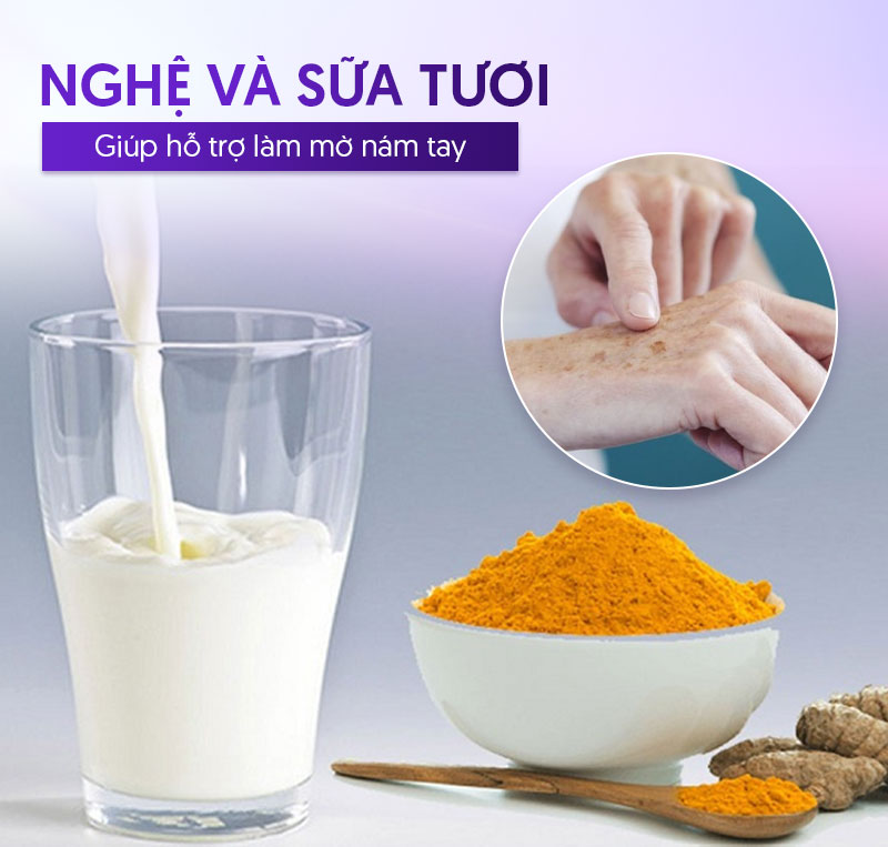 Cách trị nám da tay với nghệ và sữa