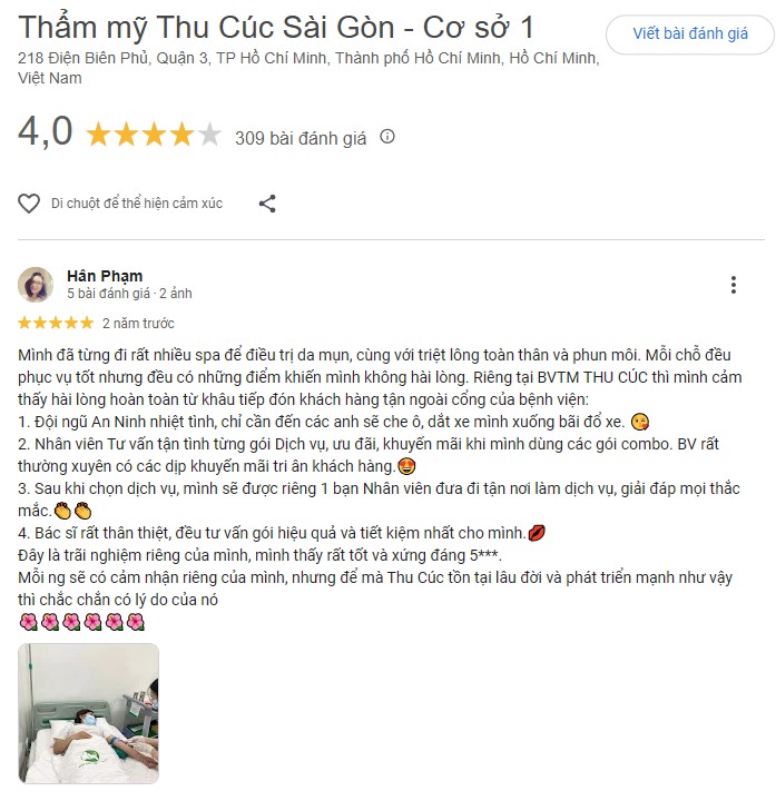 Review triệt lông tại TMV Thu Cúc Review triệt lông tại TMV Thu Cúc
