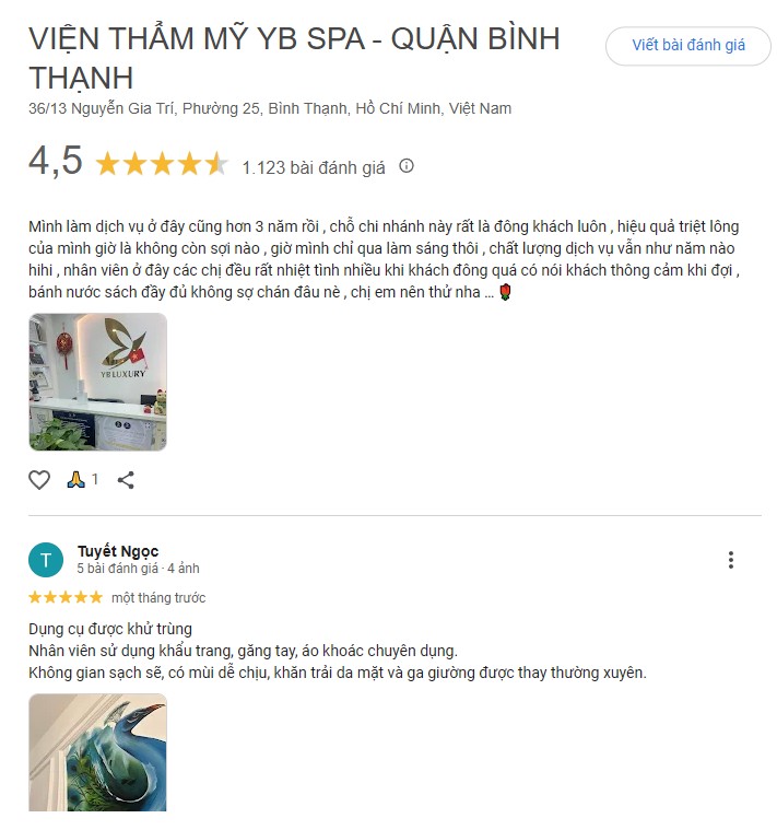 Review triệt lông tại YB Spa Review triệt lông tại YB Spa