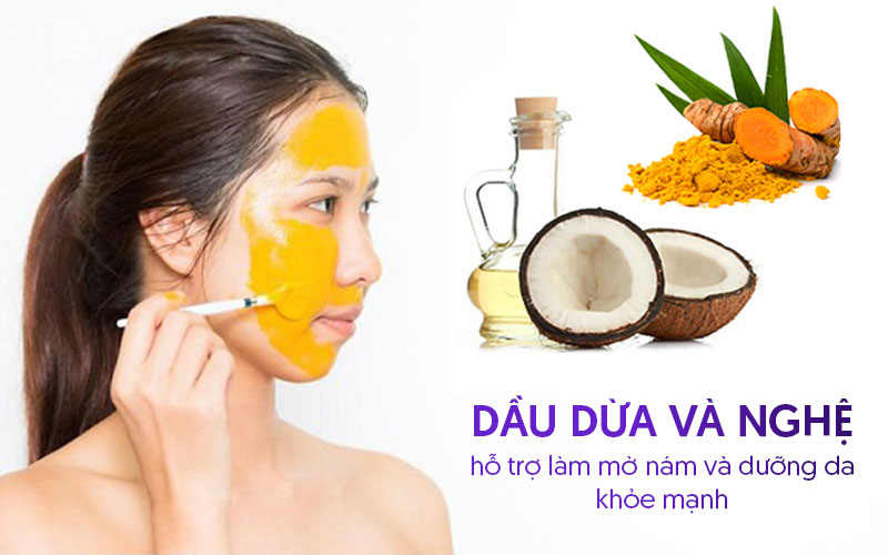 Trị nám da bằng dầu dừa và nghệ