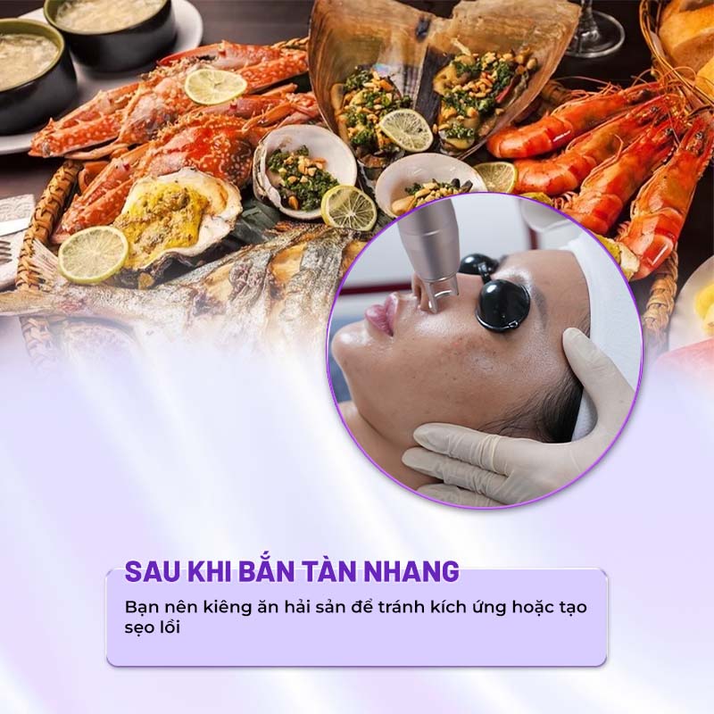 kiêng hải sản sau bắn tàn nhang