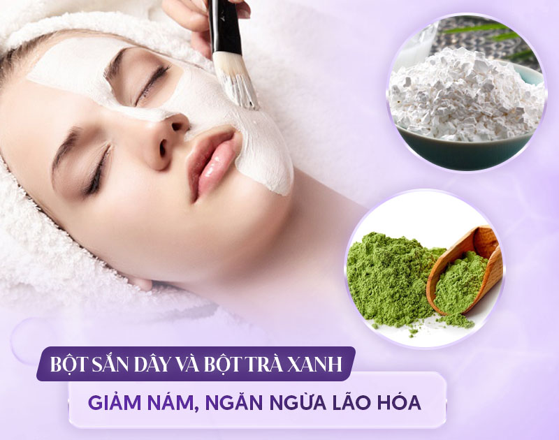 bột sắn dây kết hợp bột trà xanh