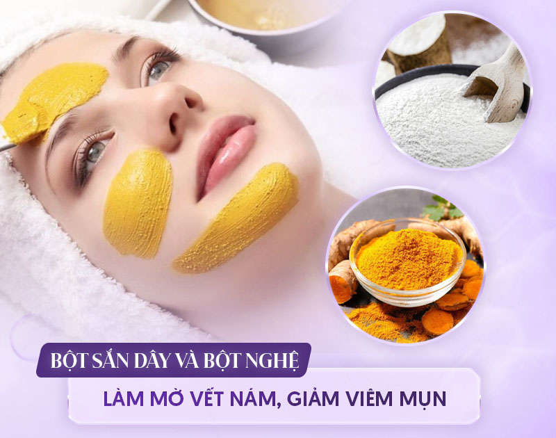 bột sắn kết hợp bột nghệ trị nám