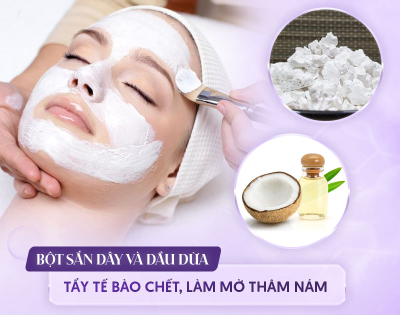 dầu dừa kết hợp bột sắn mờ nám
