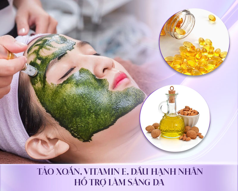 tảo xoắn kết hợp vitamin E và dầu hạnh nhân