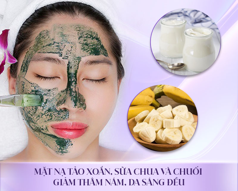 tảo xoắn kết hợp với sữa chua và chuối