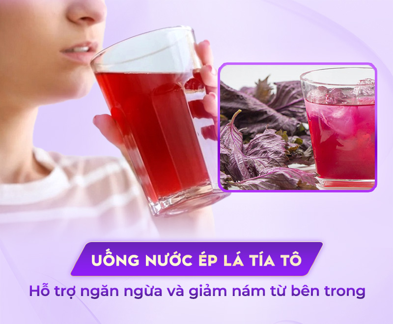lá tía tô giúp mờ nám tàn nhang